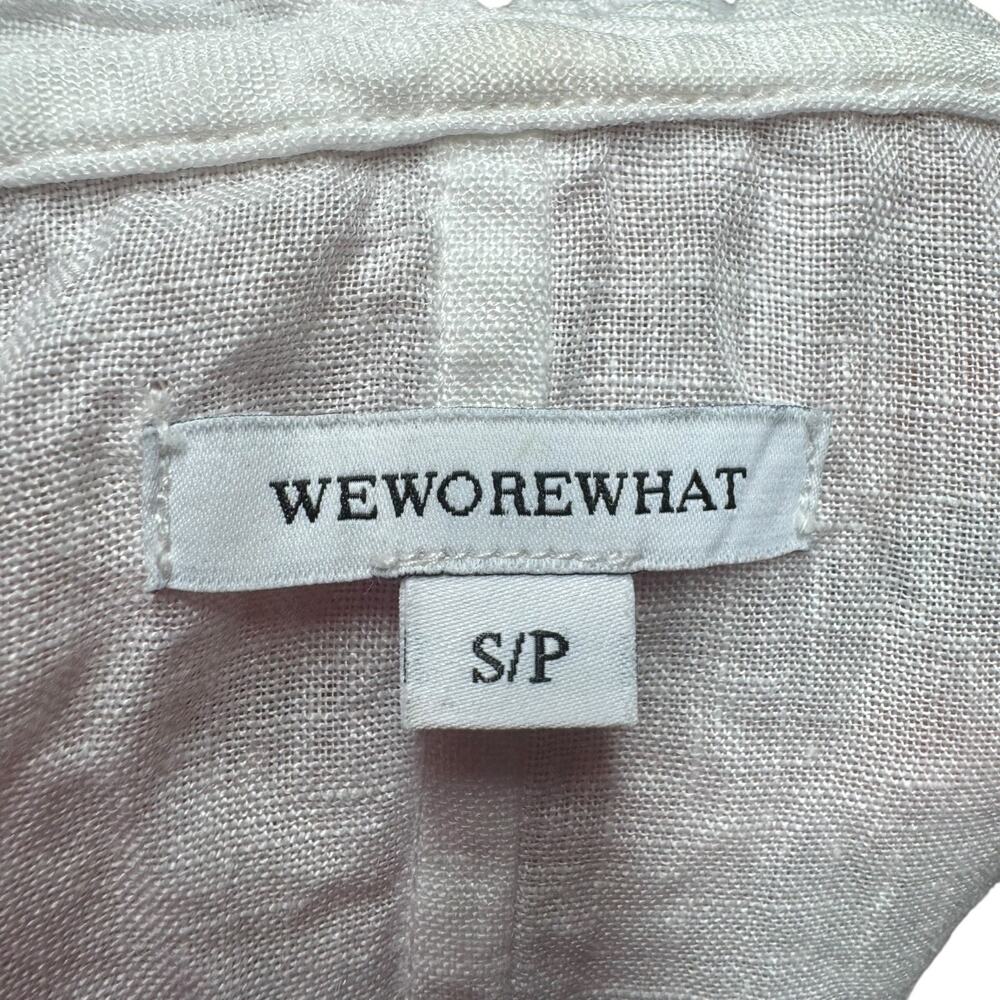 We Wore What Linen Overall Shorts Shortalls White Small - Picture 5 of 6